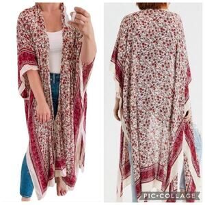 American Eagle "All the Blooms" Floral and Paisley Boho 100% Viscose Kimono OS